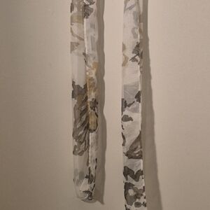 Designer Brown, Cream & Tan Safari Abstract Patterned Long Sheer Scarf Accessory